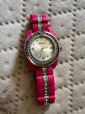 Brighton Hot Pink Crystal-Trim Women's Watch Y2K
